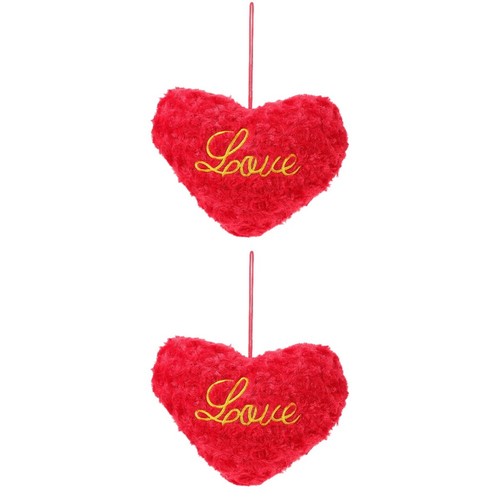 Red plush heart throw pillow - red,